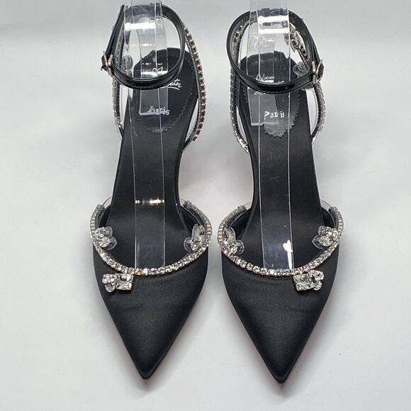 Christian Louboutin Marykate Queen Crystal-Embellished Satin Pumps size 37.5 - Picture 4 of 14